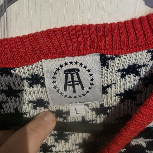 Men's Barstool Sports Navy and Red Holiday‎ Christmas Sweater - Picture 3 of 4